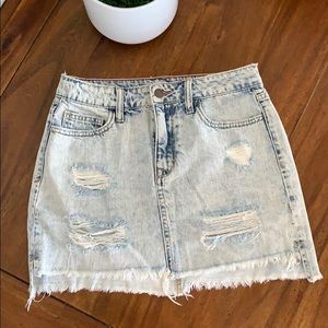 Acid wash denim skirt
